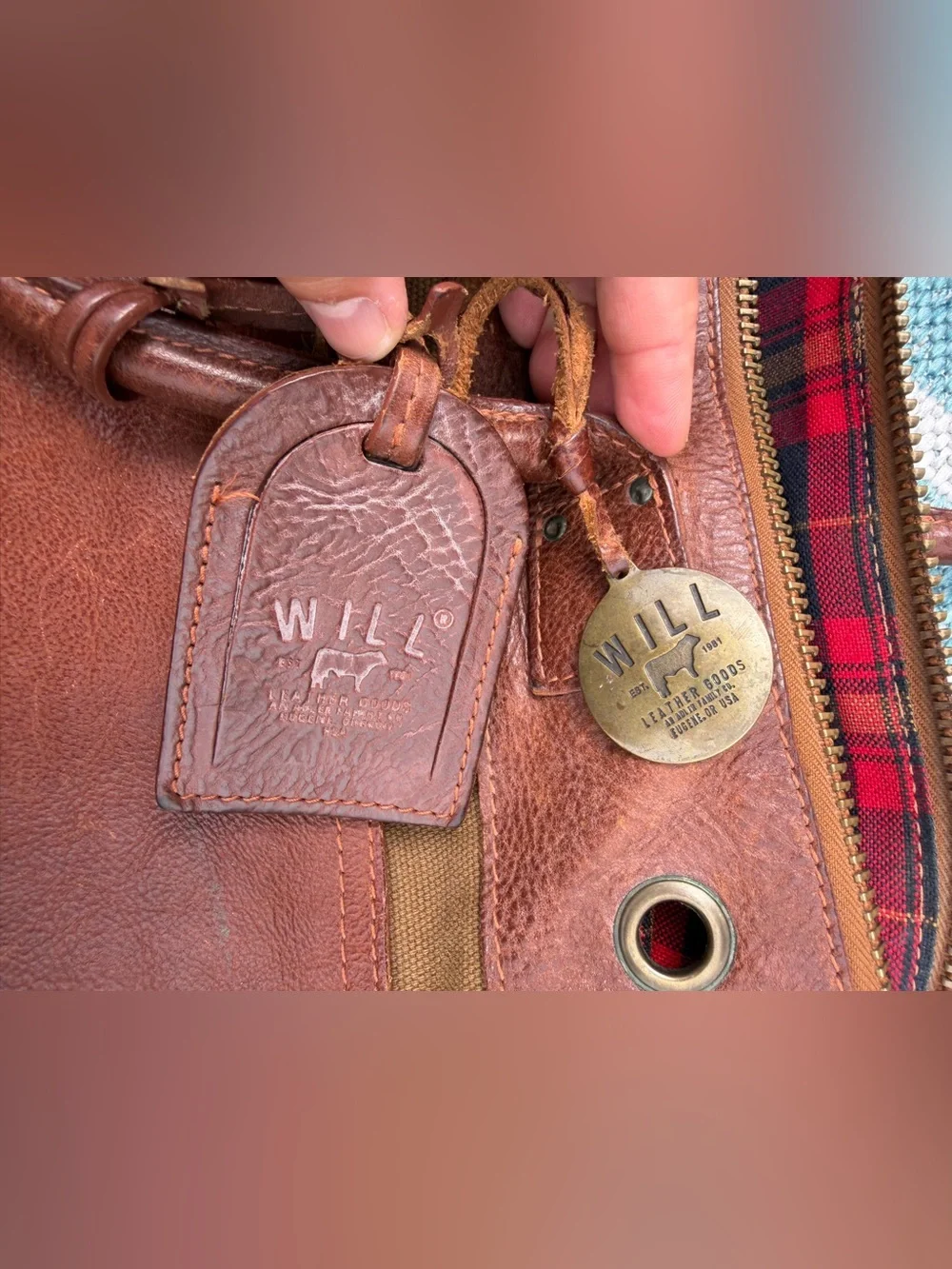 Will’s leather goods duffle Canvas and Leather Travel Tote Bag